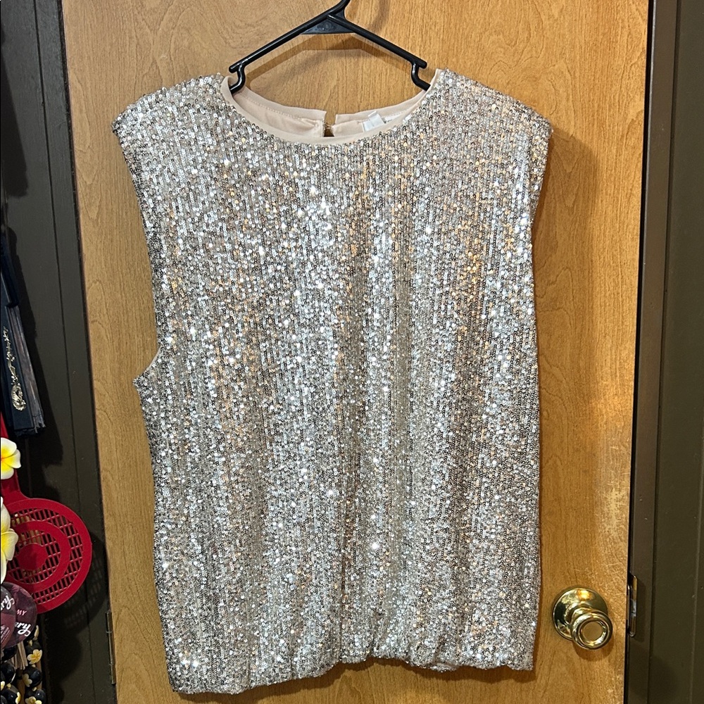 Maurices Shimmering Silver Sequin Blouse